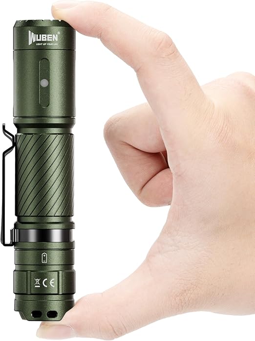 WUBEN C3 Flashlight 1200 High Lumens Rechargeable Flashlights 6 Modes Super Bright IP68 LED Tactical Flashlight for Camping, Home, Emergenc, Inspection, Repair, Tool Gifts for Men(Army Green)