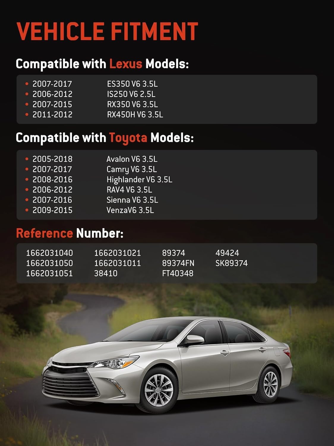 1662031040 HYR Drive Belt Tensioner Pulley Assembly Fit For Toyota Camry 2007-2017, Avalon 2005-2018, Sienna 2007-2016, Highlander, RAV4, Venza, Lexus ES350, IS250, RX350, 2.5L 3.5L GAS