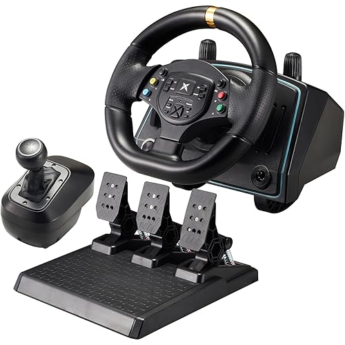 NBCP Xbox One Racing Wheel with Hall Effect Pedals, 900°/ 1080° Rotation Steering Wheel, Dual-Motor Feedback, Compatible with Xbox Series X|S, Xbox One, Switch and PC