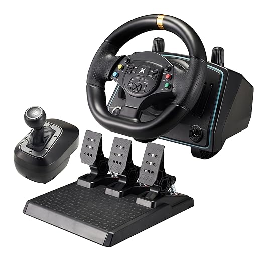 NBCP Xbox One Racing Wheel with Hall Effect Pedals, 900°/ 1080° Rotation Steering Wheel, Dual-Motor Feedback, Compatible with Xbox Series X|S, Xbox One, Switch and PC