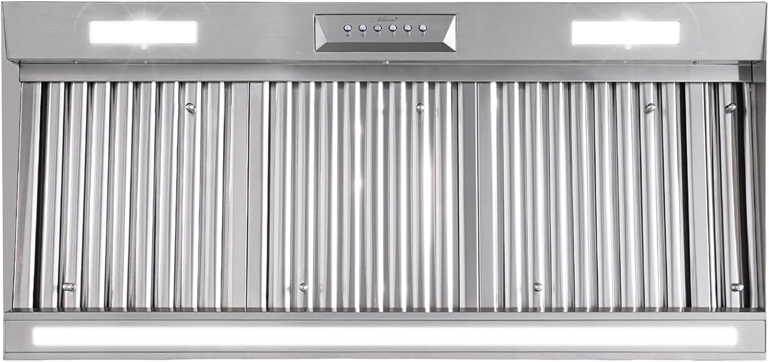 Akicon Range Hood Insert 42 Inch with Heater Sensor, 1200 CFM Bulit-in Kitchen Vent Hood with 4 Speeds, Ultra-Quiet Duct Stove Hood 3CCT LED Lights and Dishwasher Safe Filters