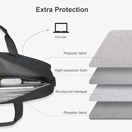 Miniatura 3 de Bolsa para laptop para hombres de 15.6 pulgadas, bolsa para computadora para mujer, funda delgada para laptop, maletín para viajes, negocios,