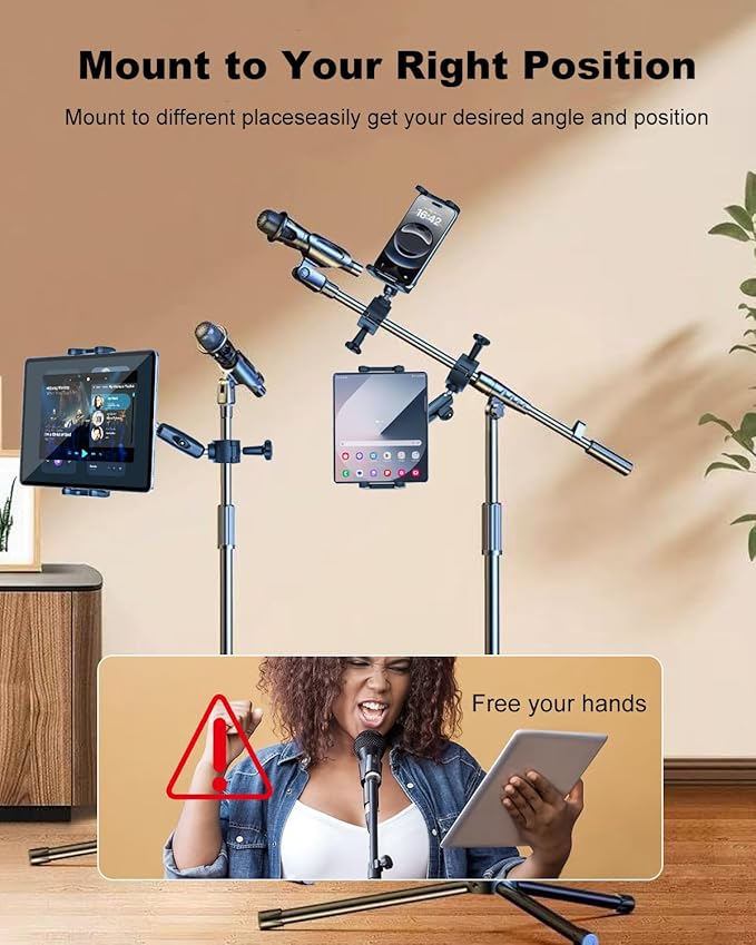 Soporte de iPad de metal para soporte de micrófono, universal para tablets miniatura 2