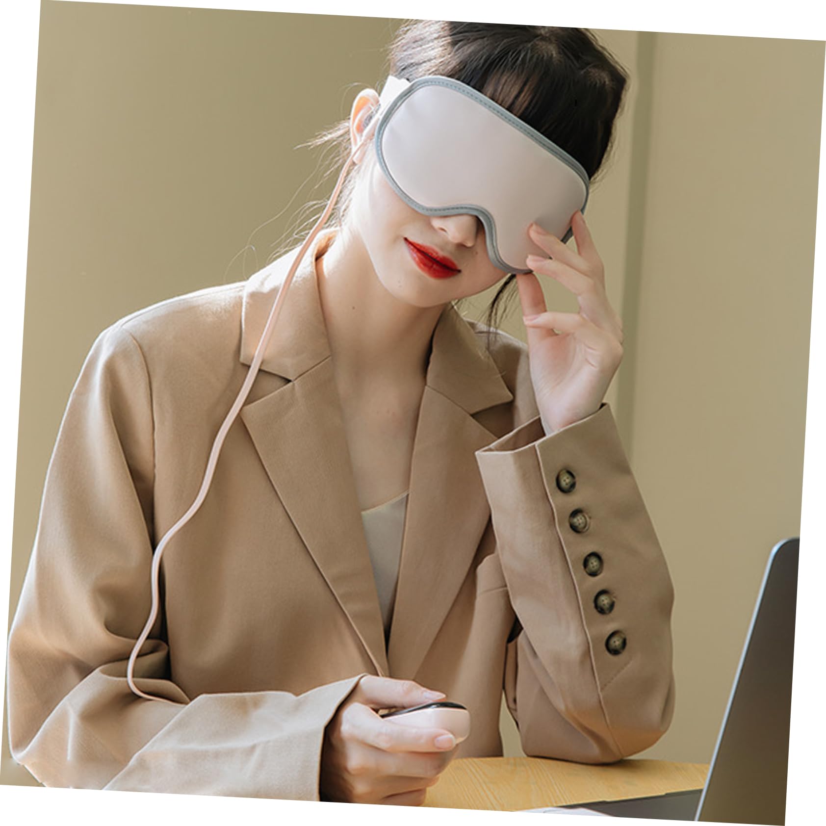 Heizbare Augenmaske Schlafmaske Augenschattierungspflaster Massagegerät Für Augenpartie Vibration Rosa