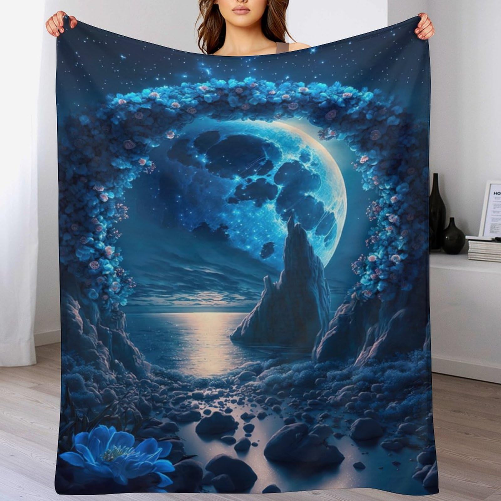 Couverture flannel douce chaude sous Le Clair de Lune pour voyager