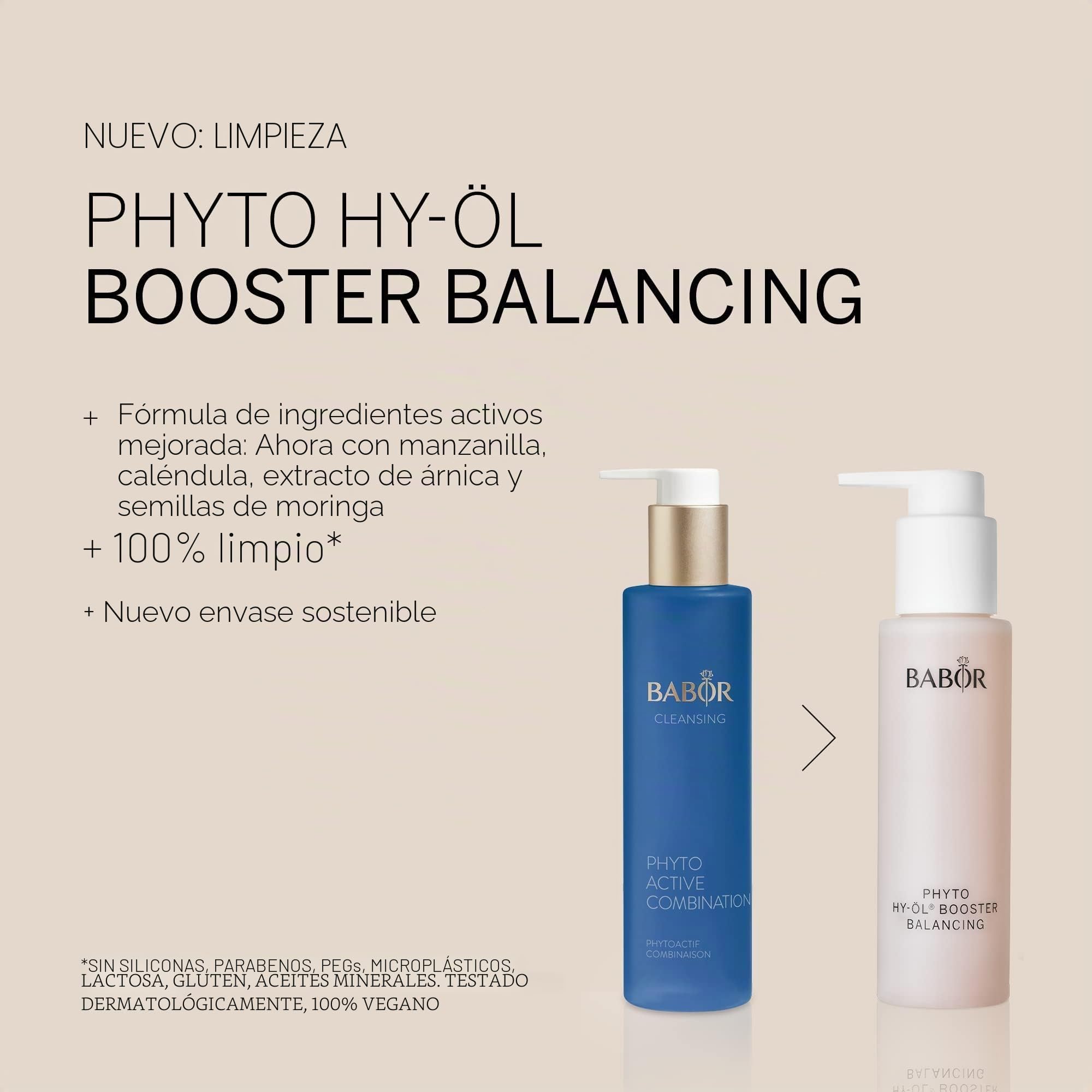 BABOR Set limpiador para pieles grasas, con HY-ÖL Cleanser y HY-ÖL Booster Balancing Herbal Extract, Para una limpieza en profundidad de los poros, 2 unidades