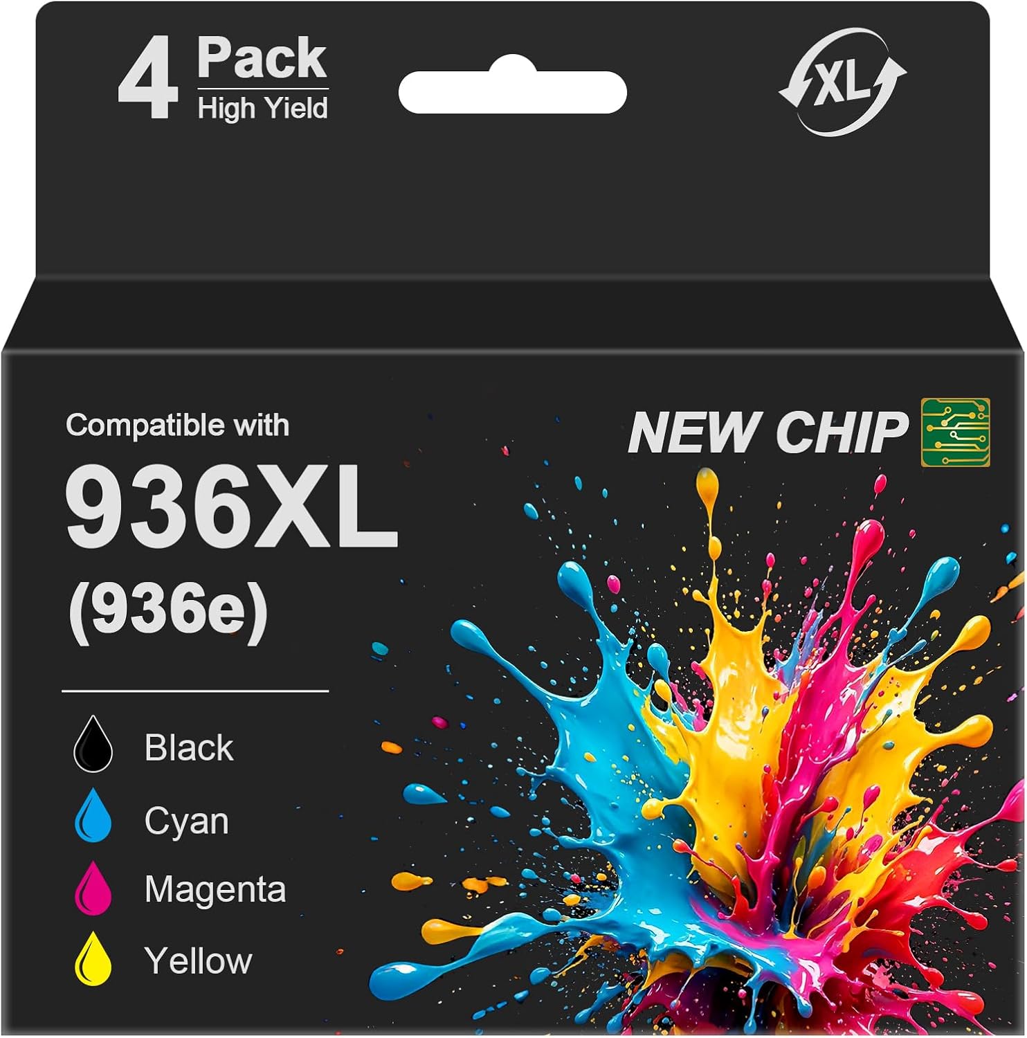 936 936XL Ink Cartridges Combo Pack 9125e 9135e Compatible for HP 936XL 936 XL ink for Office Jet Pro 9125e 9135e 9730e 9110b 9720e 9120e 9130b 9730 9125 9135 9730 Printer (Black Cyan Magenta Yellow)
