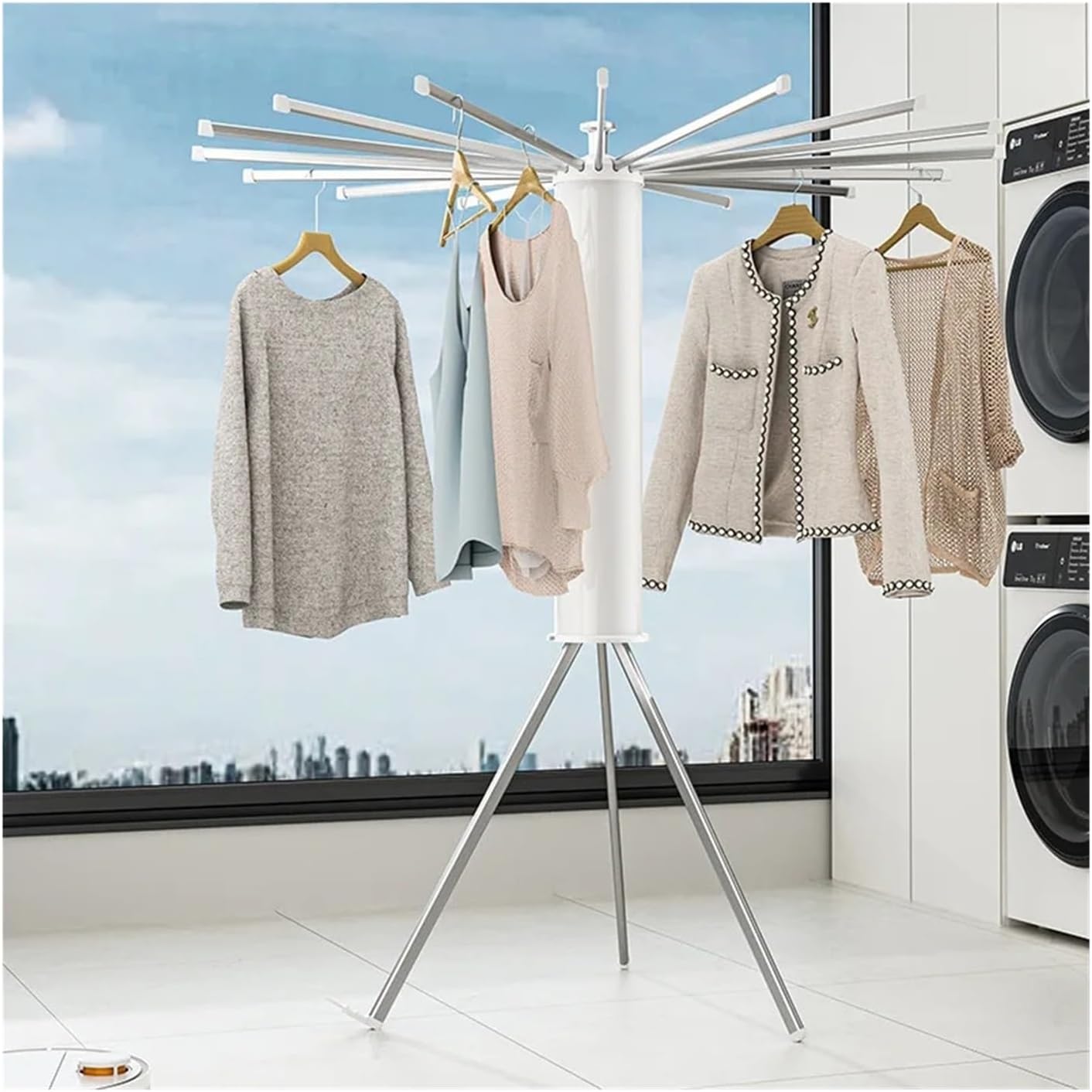 Genérico Foldable Clothes Drying Rack Octopus Type Floor Standing Balcony Portable Rotating Rod Dryer(Type-A)