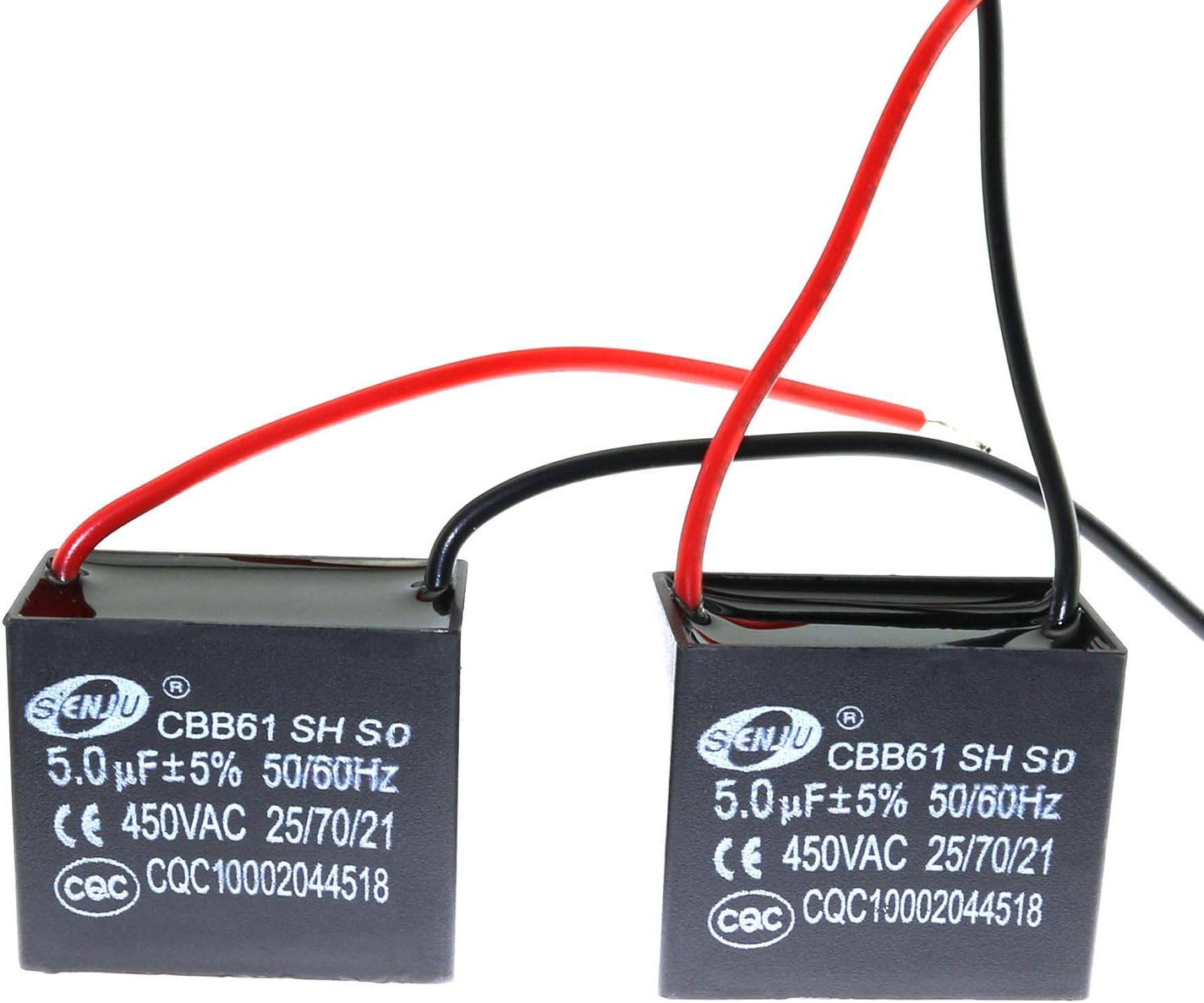 ToToT 2pcs CBB61 Starting Capacitance AC Fan Capacitor 450V CBB Motor Run Capacitor 5uf 2 10CM Wire