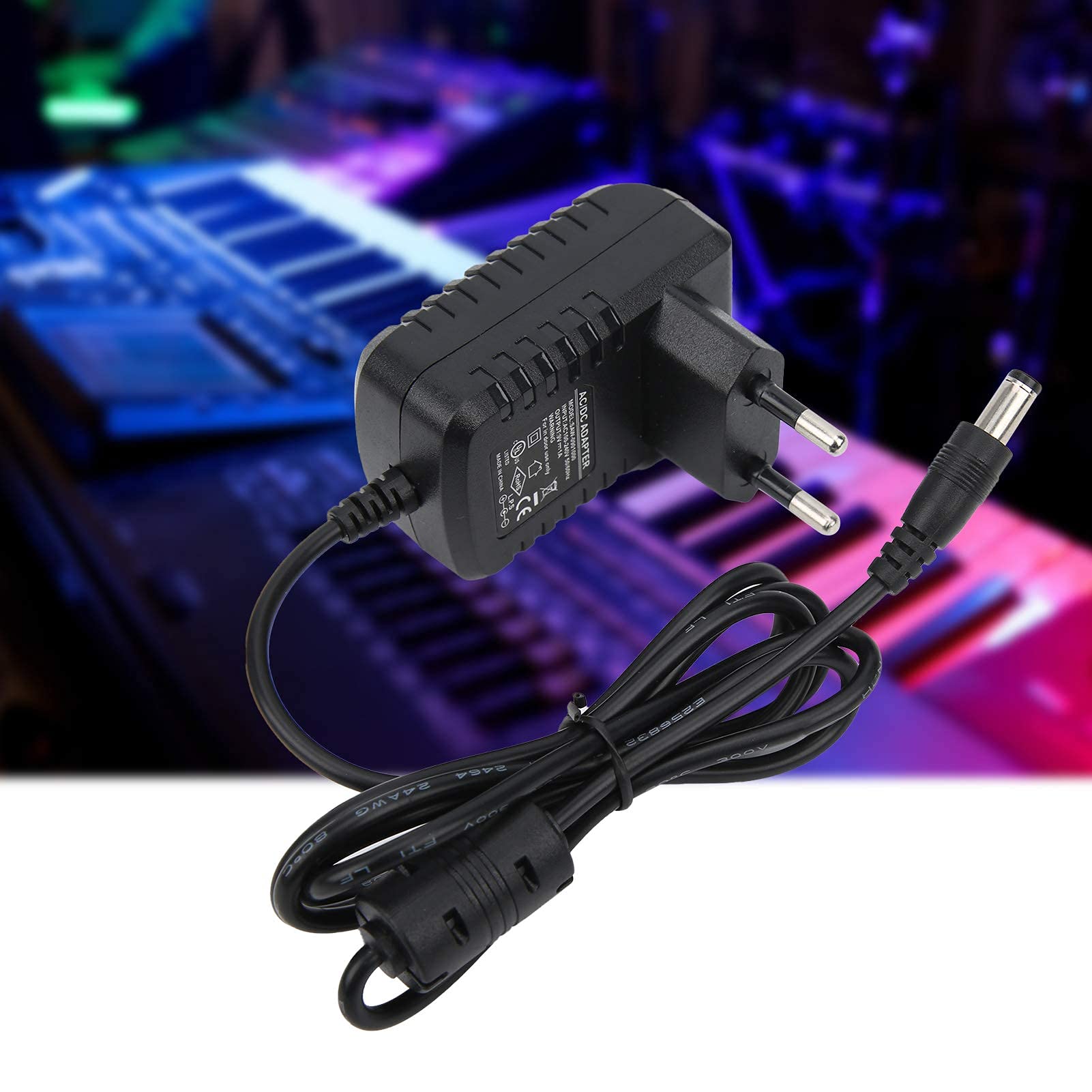 Zasilacz, pedał efektów Adapter zasilający 9 V 1 A do wzmacniacza klawiaturowego organów gitary elektrycznej 100-240 V z zabezpieczeniem przeciwzwarciowym(EU Plug 110-240V)