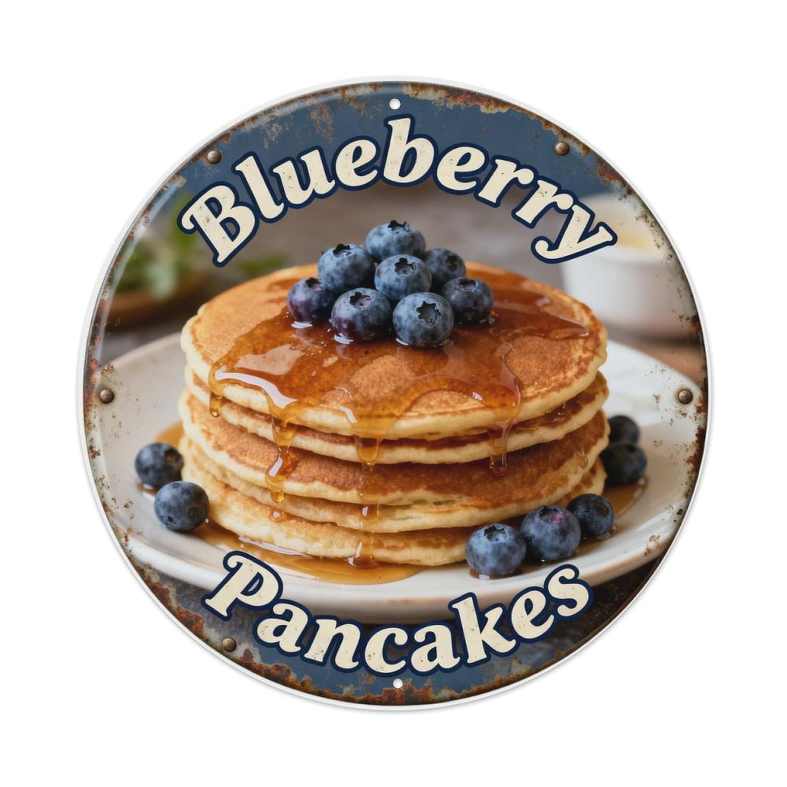 Blueberry Pancakes Metal Tin Sign Plaque