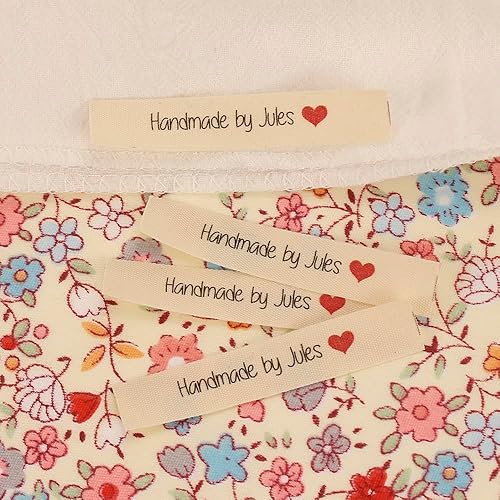 Algodón de 0.472 x 2.362 in con logotipo o texto para costura, etiquetas para cosas de punto, personalizadas, etiqueta hecha a mano, etiquetas de
