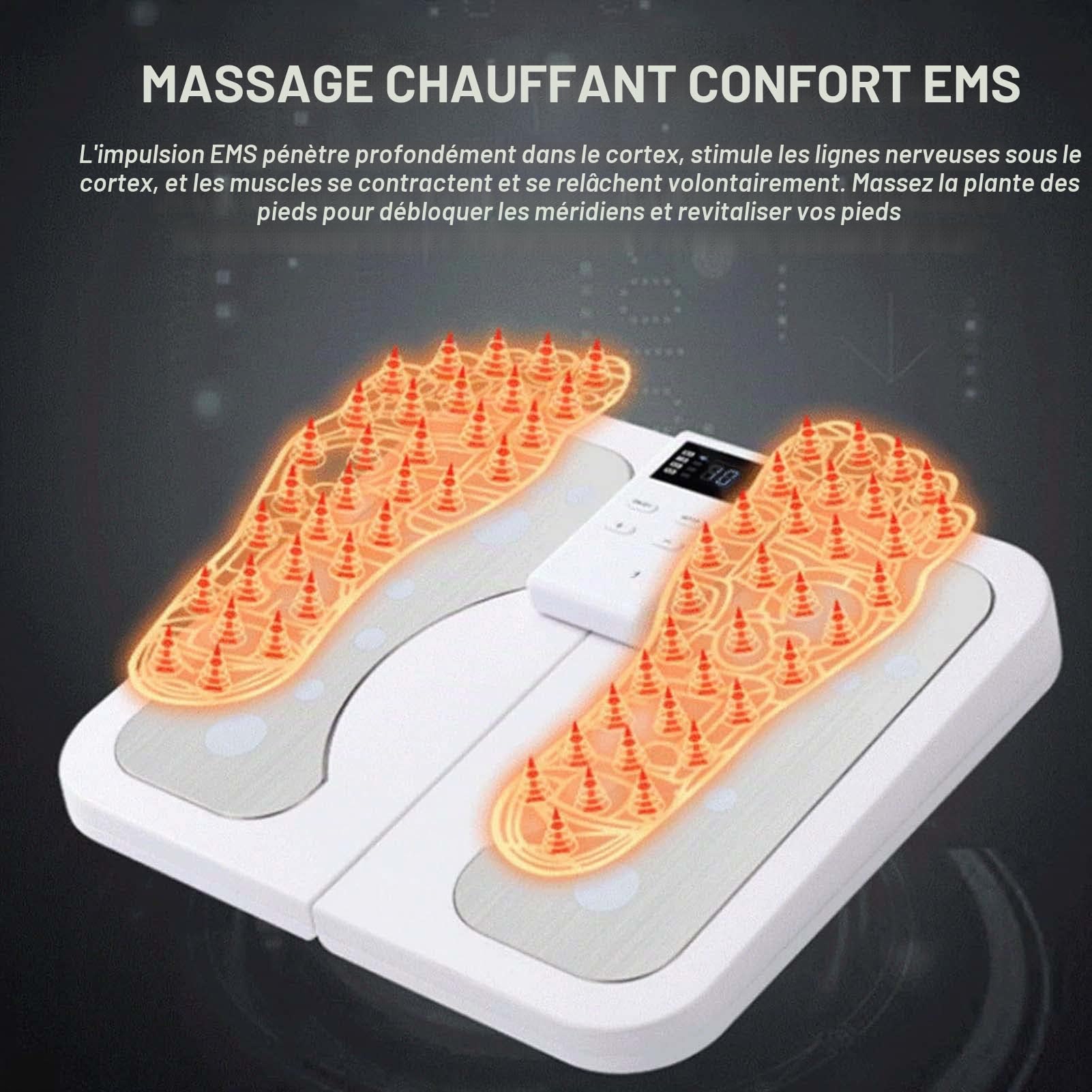 BAABJI Masseur de Pieds électrique,Stimulateur Circulatoire,Appareil d'Électrostimulation Musculaire avec Électrodes - Jambes Lourdes, Circulation Sanguine, Arthrose - 10 Programmes - 50 Intensités