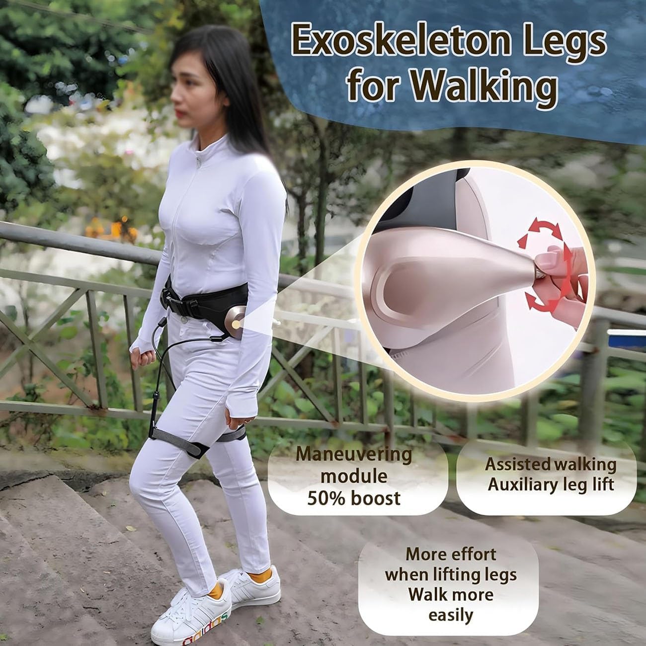 Esoscheletro di Assistenza per la Deambulazione, Aiuti per Camminare Regolabili, Riduzione dello Sforzo del 50% Innovativo ausilio per la deambulazione combina
