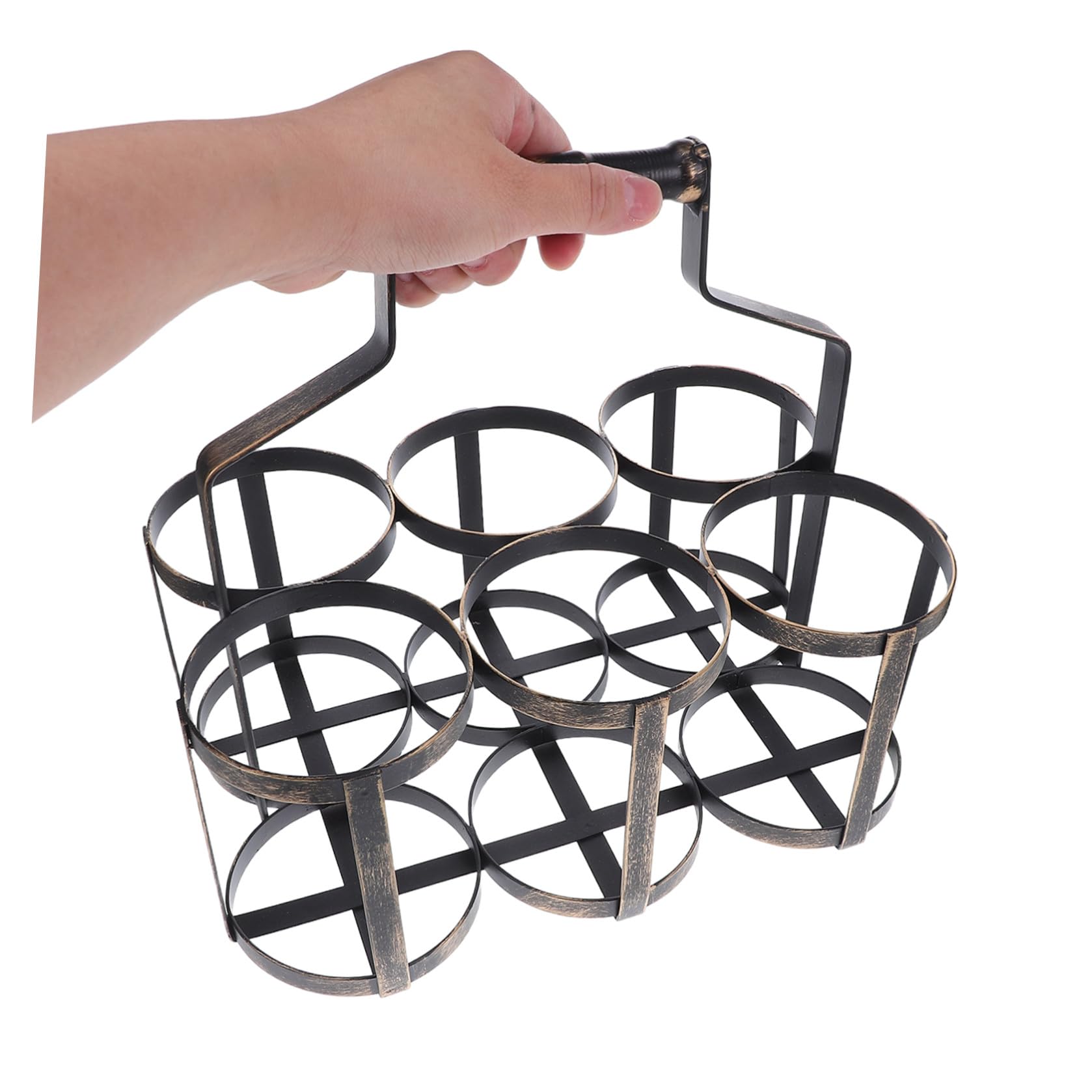 Portabottiglie per 6 Bottiglie in Ferro Stile Vintage Americano con Manico Cestino Organizer per Birra Vino per Feste e Picnic
