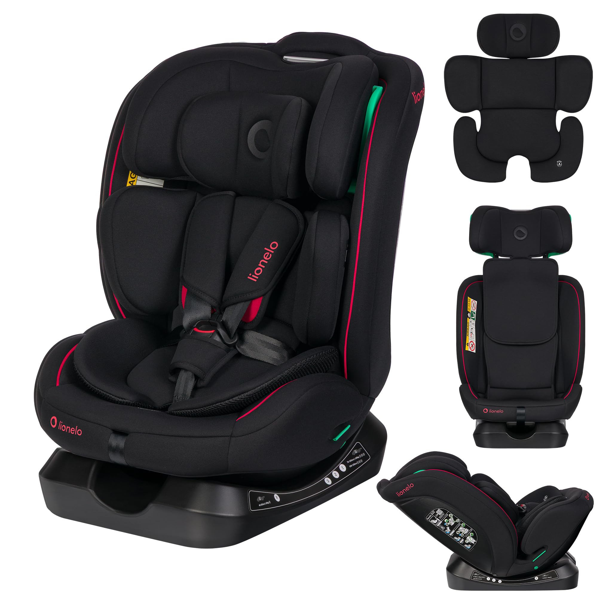 LIONELO Baby Car Seat AART i-Size for Children from birth 40 to 150cm 0-36kg Forward & Rear Facing, Universal Fit, 13 Levels Adjustable headrest, Reclining, Washable fabrics, breathable insert DRI-SET