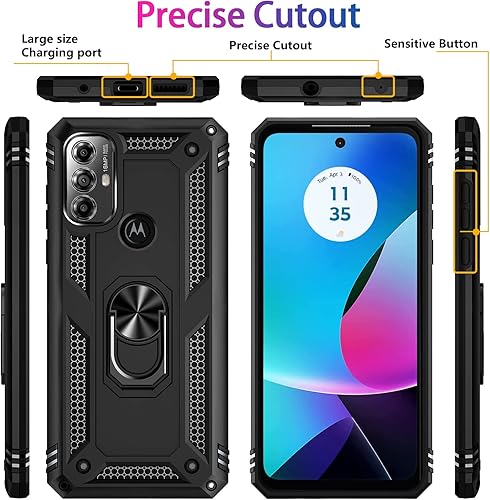 Miniatura 6 de Funda para Moto G Play 2023  Moto G Pure  Moto G Power 2022 con 2 paquetes protector de pantalla de vidrio templado, funda a prueba de golpes de
