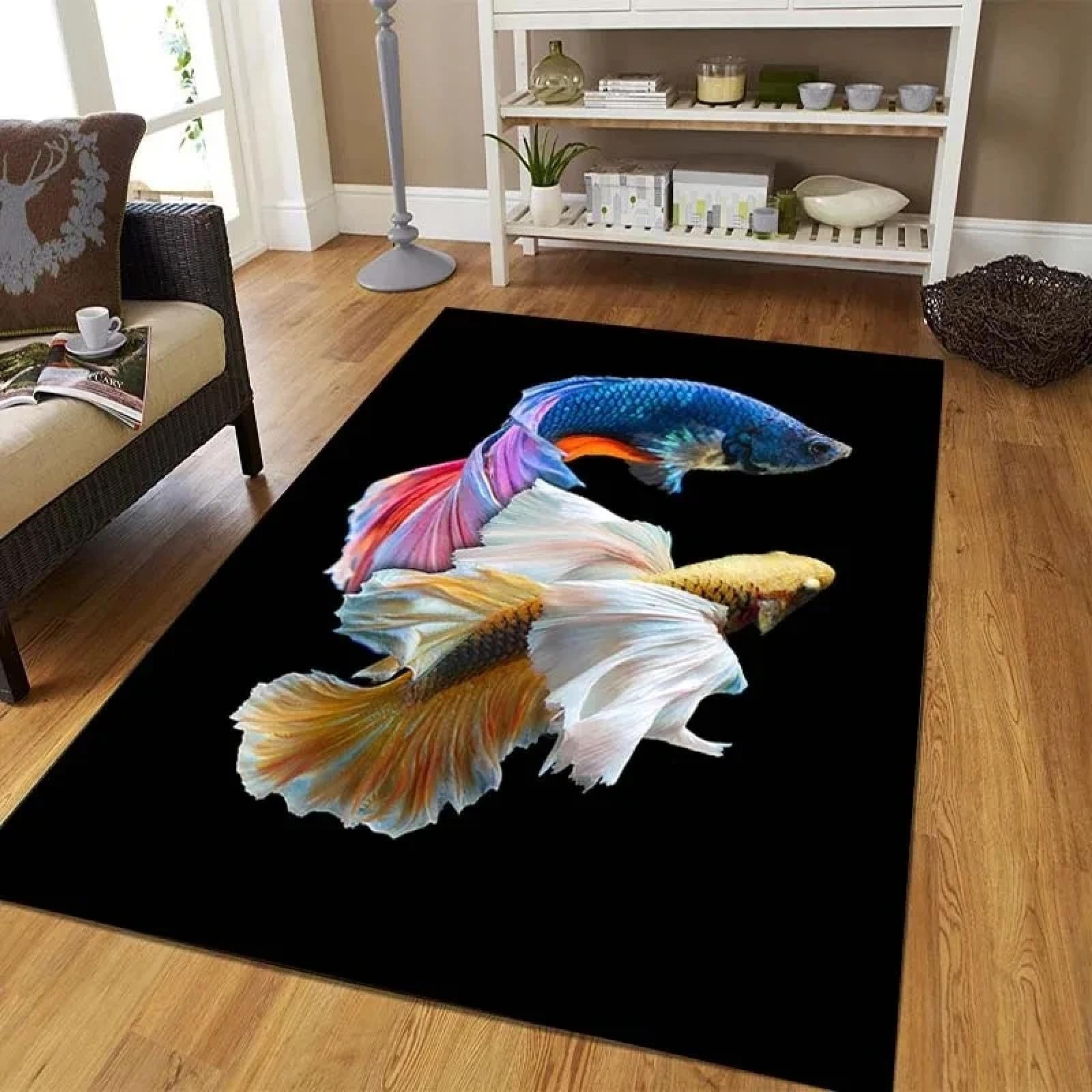 Tapis de sol poisson rouge grand tapis de salon chambre et salle de bain