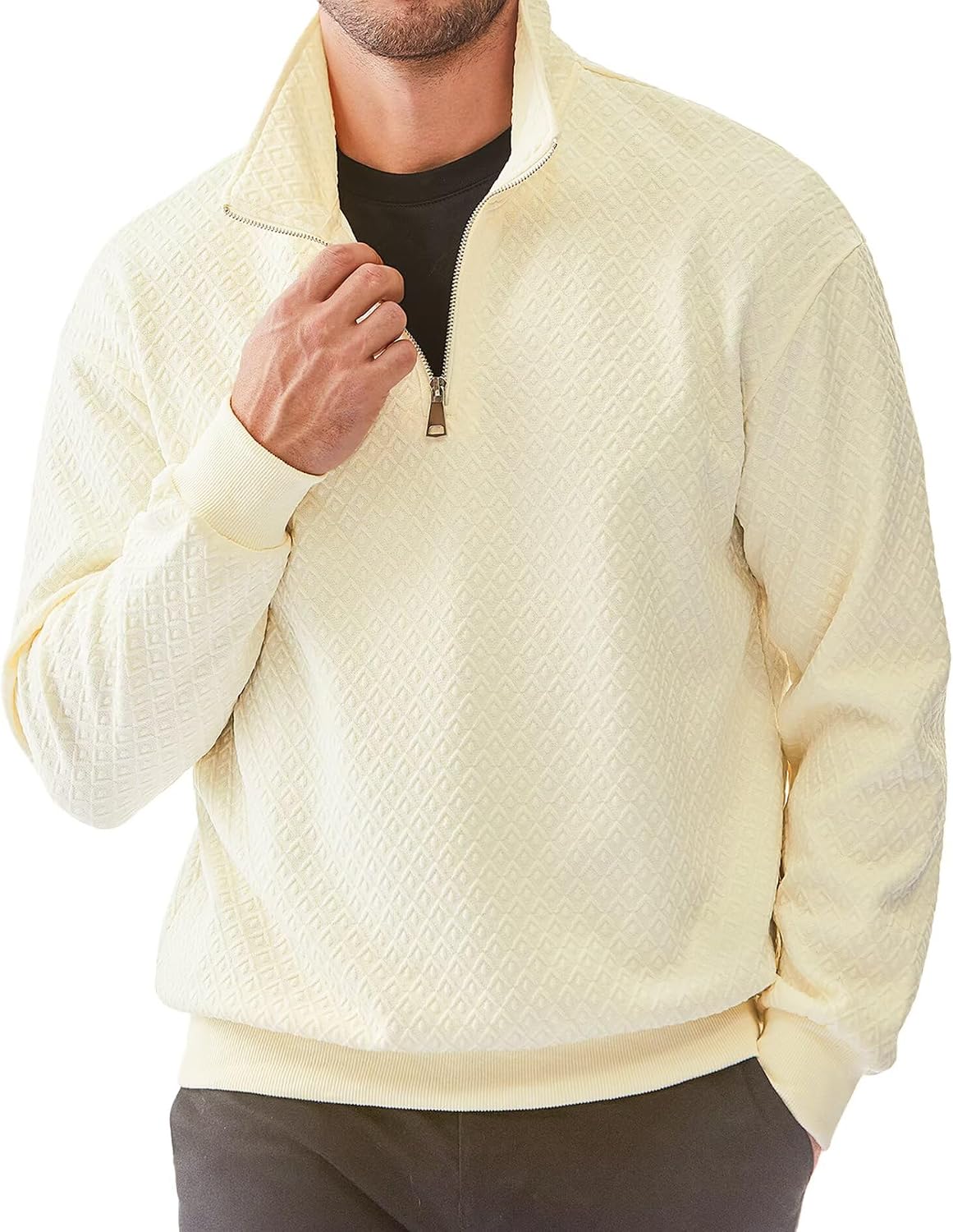 JMIERR Men’s Quarter Zip Sweatshirt Casual Long Sl…