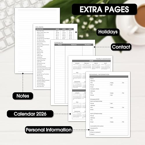 Miniatura 59 de Ymumuda Agenda 2026, agenda diaria semanal y mensual, enero de 2026 a diciembre de 2026, 8.4 x 6.3 pulgadas, calendario 2026 con pestañas, cuaderno