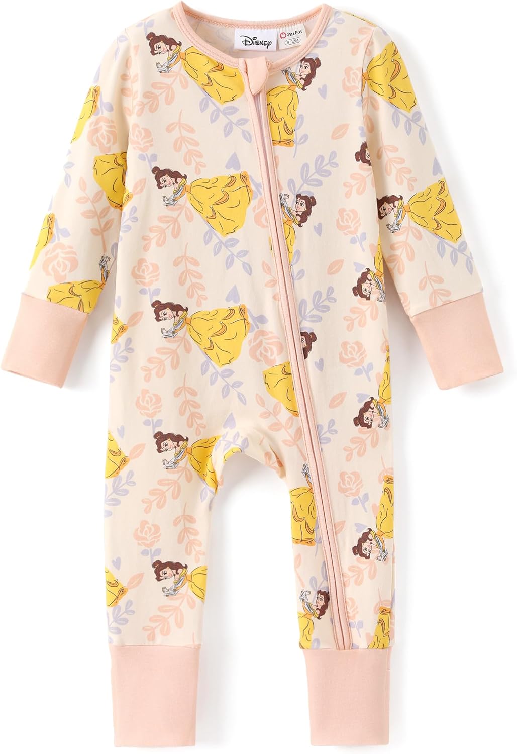 Disney Princess Ariel Belle Moana Mickey Minnie Baby Organic Cotton Footie Zipper Pajamas Newborn Infant Romper