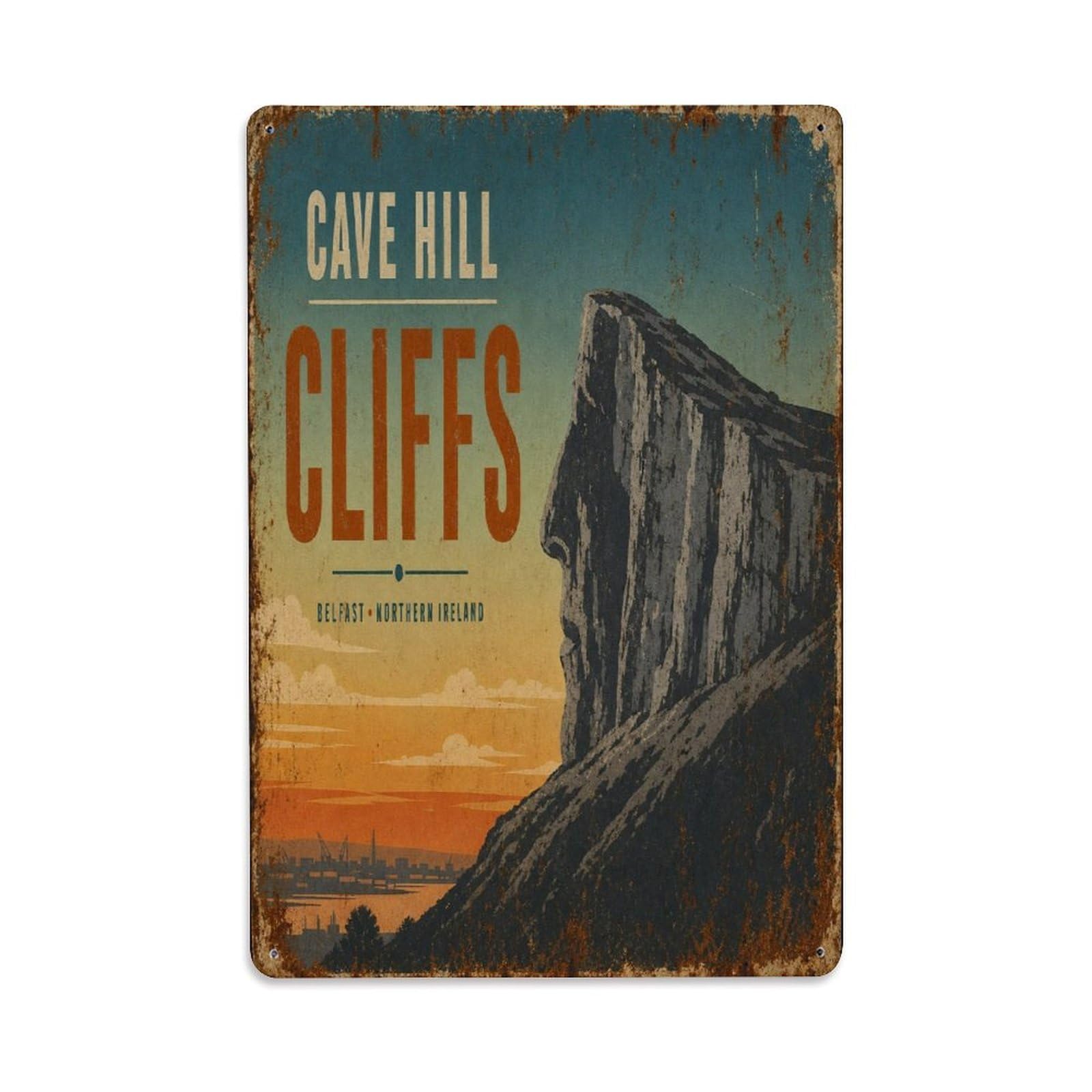 Belfast Cave Hill Heritage Country Park Ireland Metal Tin Sign Plaque Wall Decor for Cafe, Man Cave, Club Bar, Office, Home Garden Round Metal Poster 8x12Inch