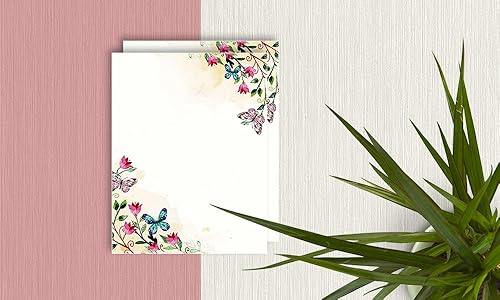 Miniatura 4 de 100 papeles de escritura de papelería, con bonitos diseños florales, perfectos para notas o escritura de cartas, tulipanes