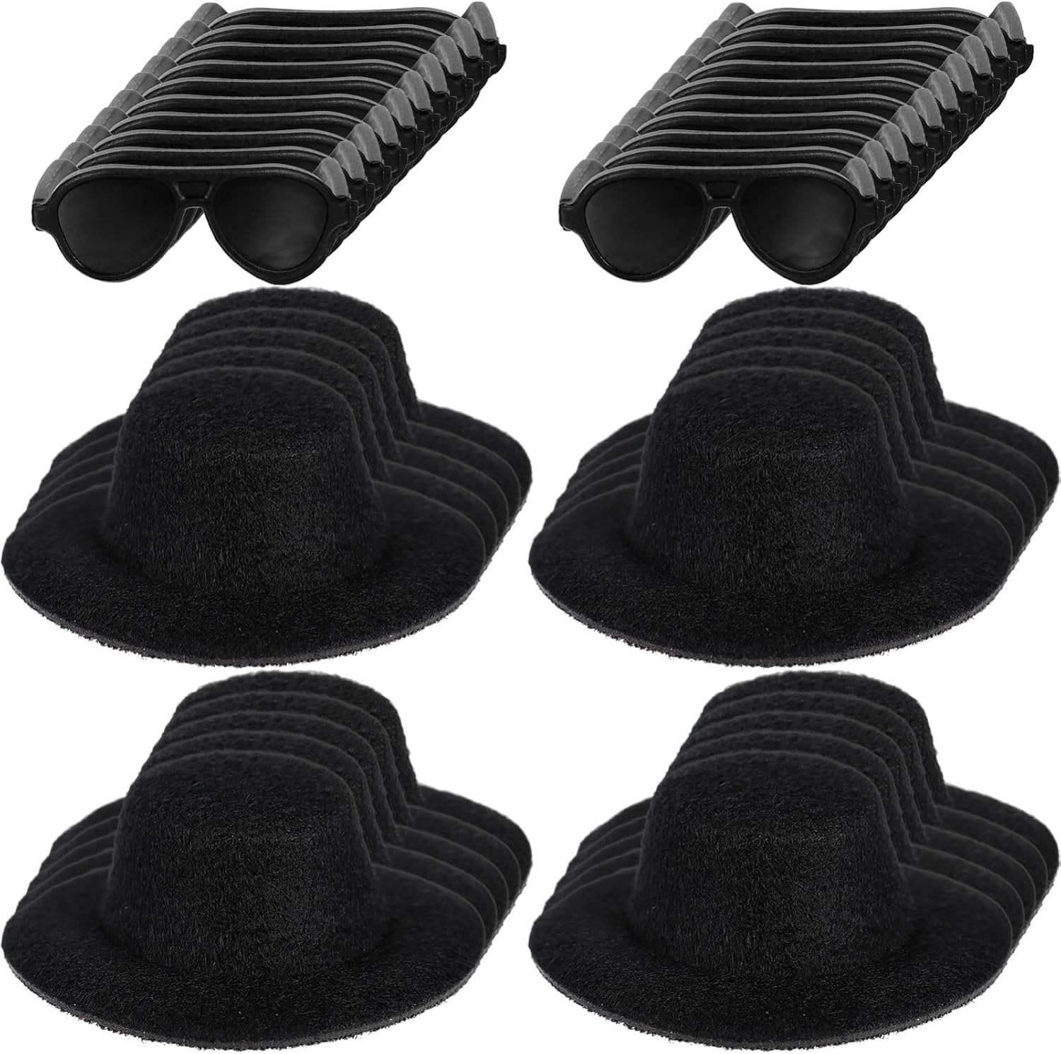 TOYANDONA Doll Glasses Mini Formal Hat Set 20pcs Miniature Doll Hats 20pcs Black Sunglasses s Costume Accessories for DIY Crafts House Decor