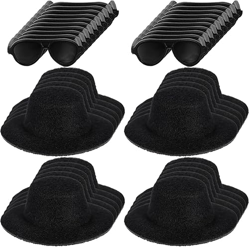 TOYANDONA Juego de gafas de muñeca, 20 sombreros de muñeca en miniatura, 20 unidades, lentes de sol negros, accesorios de disfraz para manualidades,