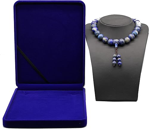 Miniatura 3 de Juego de joyas de terciopelo para collares, aretes, anillos, collares, pulseras, vitrinas de regalo para bodas, joyas (azul rey para collar grueso)
