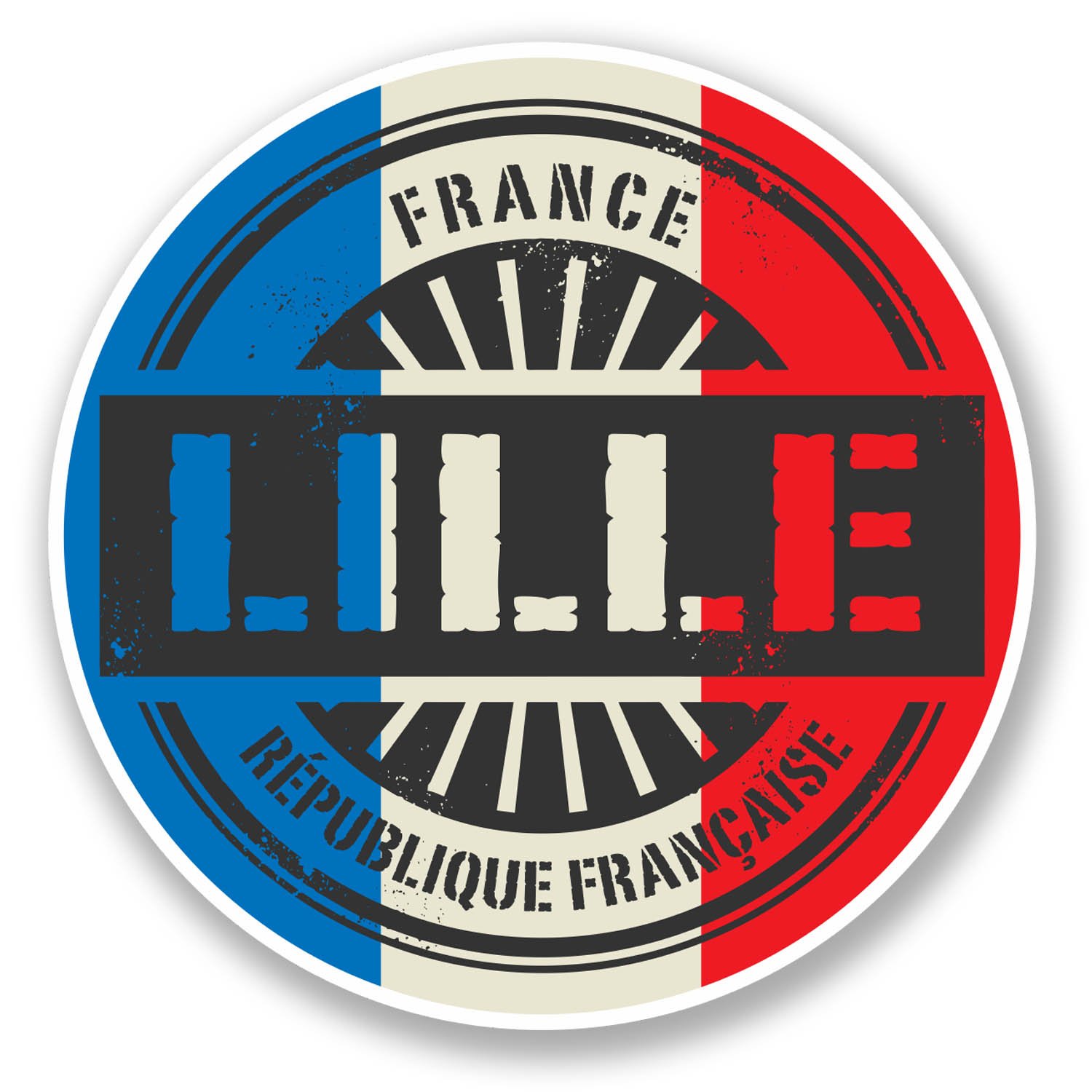 Destinationvinyl Multi 2 X 10Cm Lille France Vinyl Sticker Decal Travel Luggage Flag Tag French #6025 (10Cm X 10Cm)