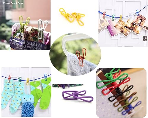 Miniatura 3 de 30 Pcs 2 Inch 10 Different Random Colors Chip Clips, PVC Coating High Elasticity Strength Clothes Pins, Food Clips and Bag Clips