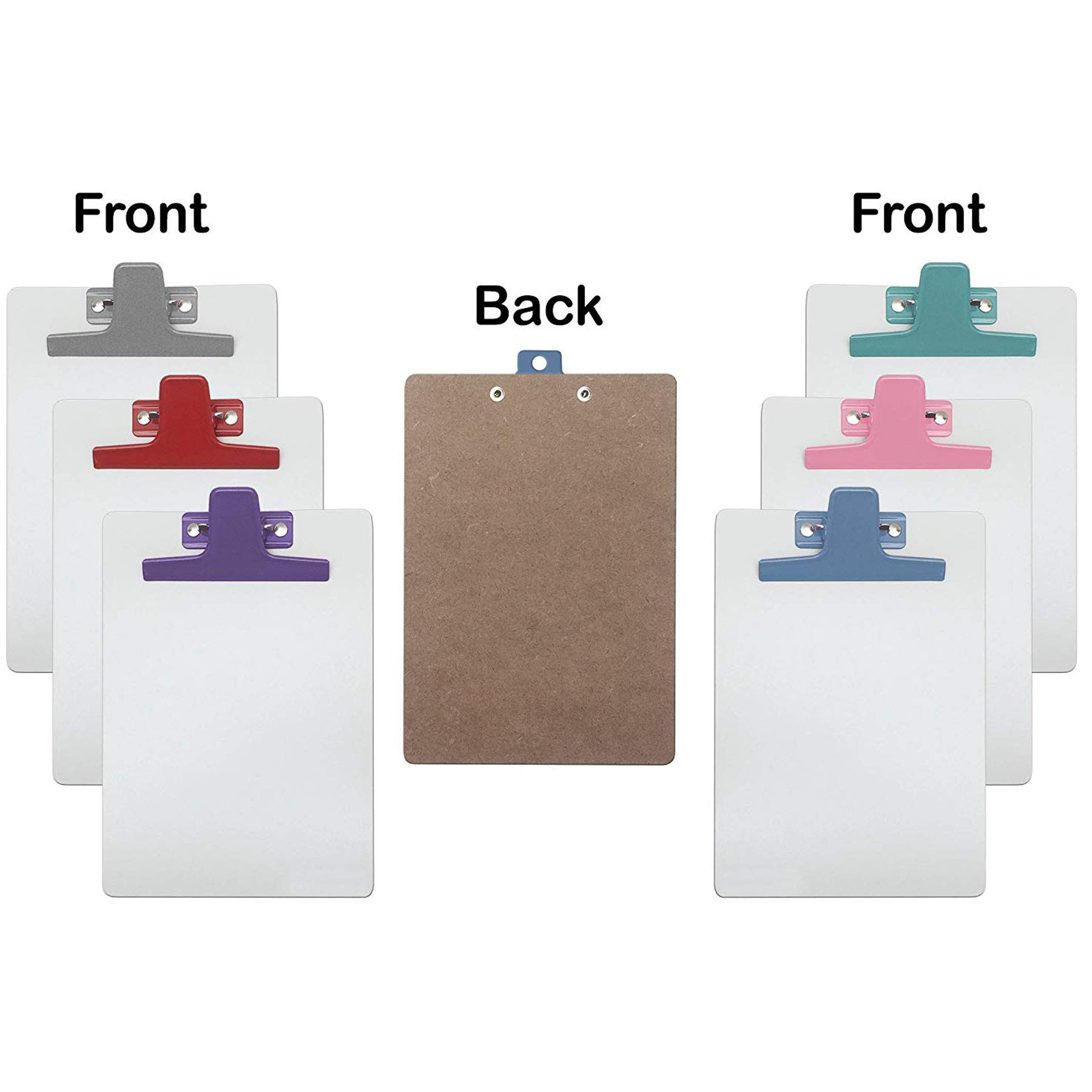 Acrimet White Clipboard Letter Size A4 (33 cm x 23 cm) Premium Metal Clip (Hardboard) (Assorted Clip) (6 Pack) - Image 2