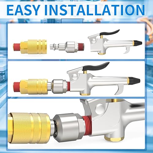 Miniatura 9 de ChillWaves Acoplador industrial macho de latón de 14 pulgadas, NPT macho de 6 bolas de 14 pulgadas, acoplador de aire de conexión rápida (12