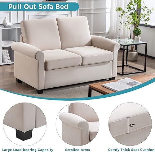 Miniatura 5 de HAUSHECK Sofá 2 en 1 con sofá cama extraíble y colchón tapizado individual, mini sofá multifuncional de dos asientos para estar, espacio pequeño,