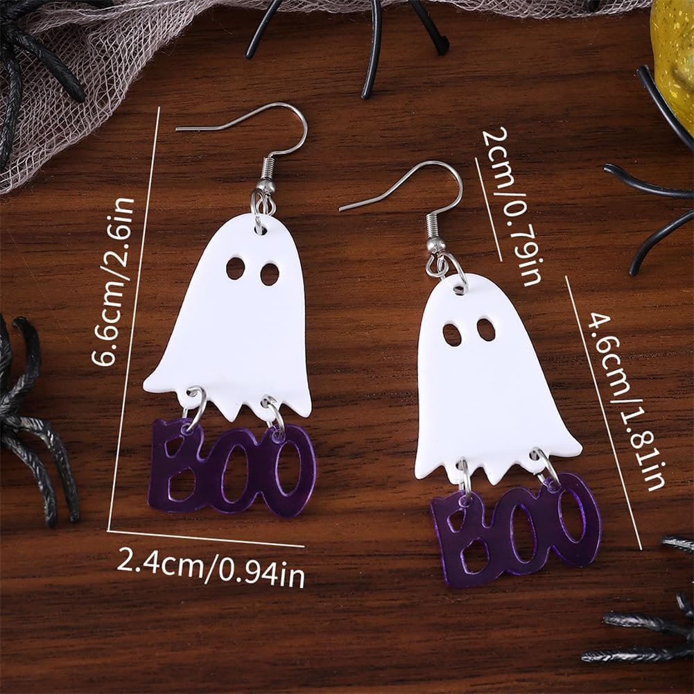 Halloween Cute Ghost Pumpkin Earrings for Women Fun Pumpkin Candy Earrings Halloween Acrylic Earrings Halloween Jewelry - Image 2
