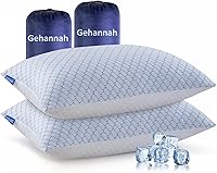 Gehannah Large Travel Pillow 2 Pack - Compressible Shredded Memory Foam Camping Pillows w/ Storage Bags for Hiking, Backpacking, Outdoor Sleep