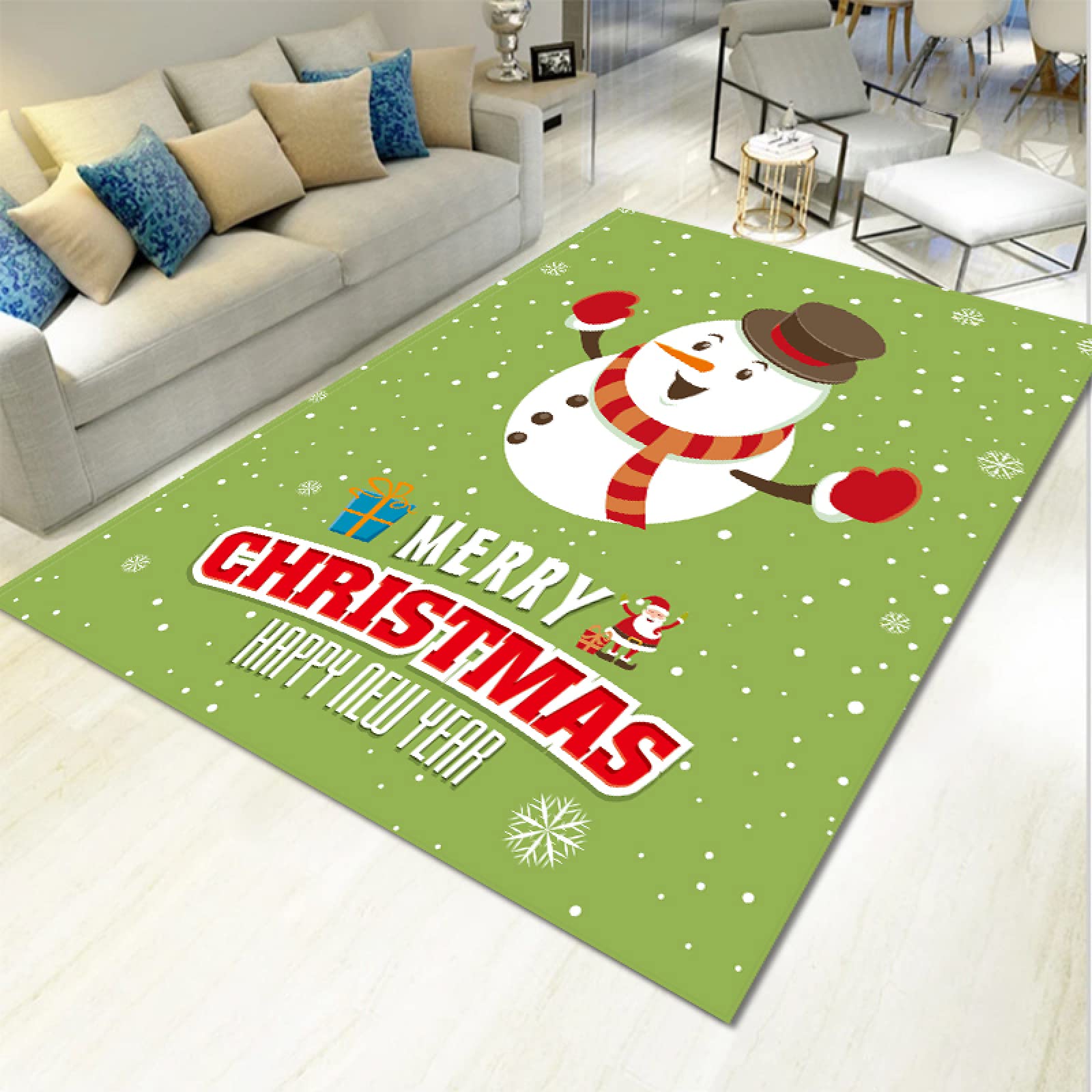 Paillasson Matcha Green Snowman Paillasson Exterieur Entree Antidérapant Paillasson Interieur Lavable Tapis Entree Interieur pour Chambre Cuisine Entrée Couloir 60x90cm