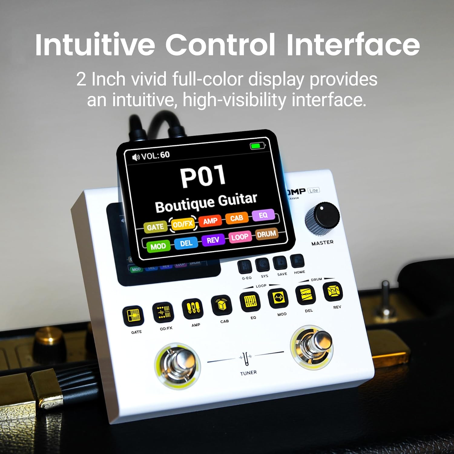 SORAN JME-02 Dual Stomp Lite Multi-Effects Guitar Pedal, Portable Guitar Pedal with 125 Effects, 99 Presets, 10 Effect Modules, 100 Drum Rhythms, 40s Looper, 20 IR/NAM Slots, USB Audio Interface