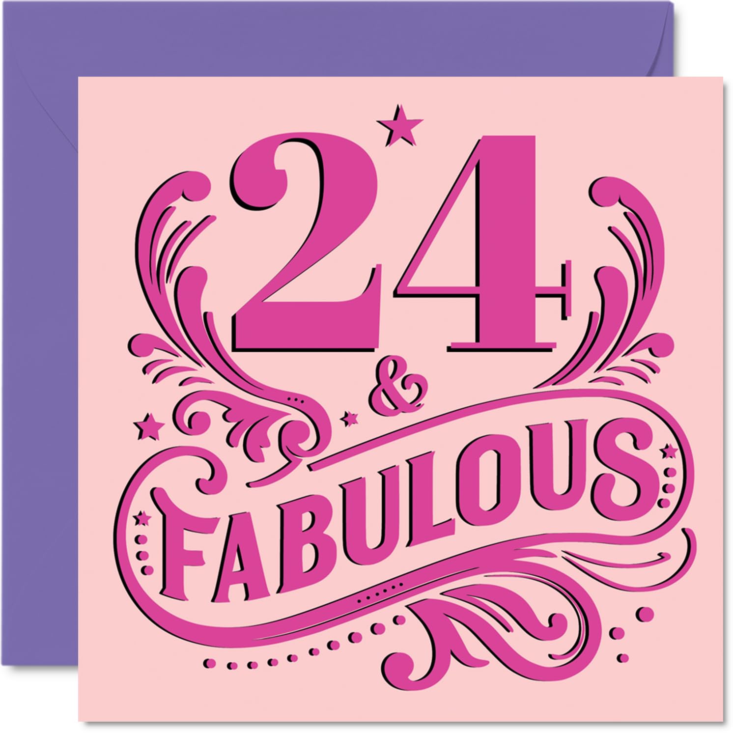 24th Birthday Cards for Women - Fabulous - Happy Birthday Card for 24 Year Old Woman Auntie Granddaughter Niece Colleague, 145mm Bday Greeting Cards