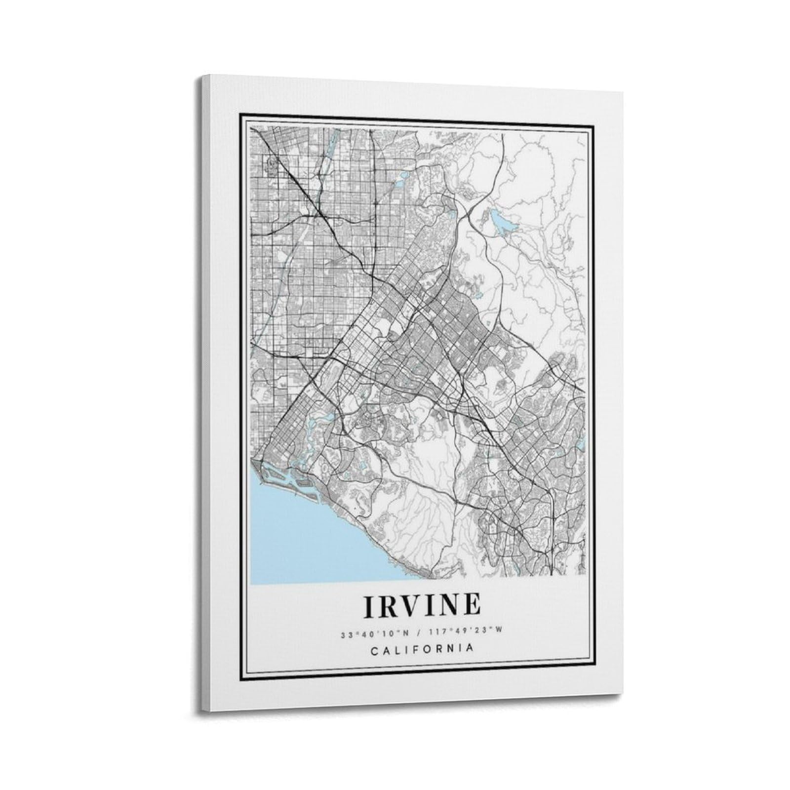 xiaoxiaoshen Irvine California Map Canvas Poster Wall Art Prints Room Aesthetic Murals Bedroom And Living Decorations 24x36inch(60x90cm)