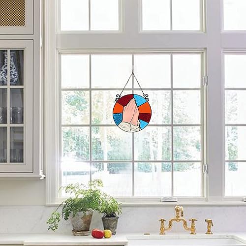 Vista 9 de BOXCASA Cristales cristianos para colgar en la ventana, atrapasoles Jesús sagrada decoración espiritual, regalo cristiano para personas religiosas