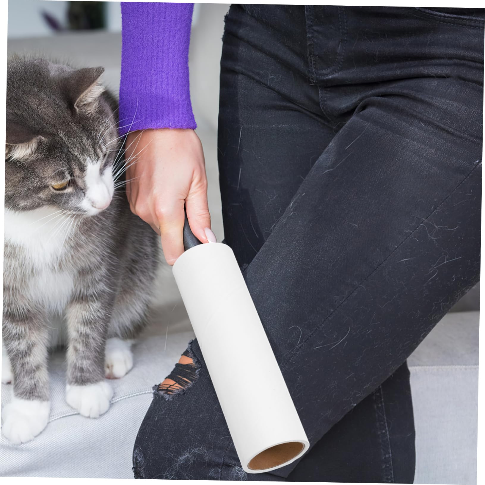 Recambio de Rodillo Quitapelusas Adhesivo para Ropa 10 Rollos | Papel Blanco, 50 Hojas por Rollo, para Pelo de Mascotas, Formato Reutilizable y Versátil