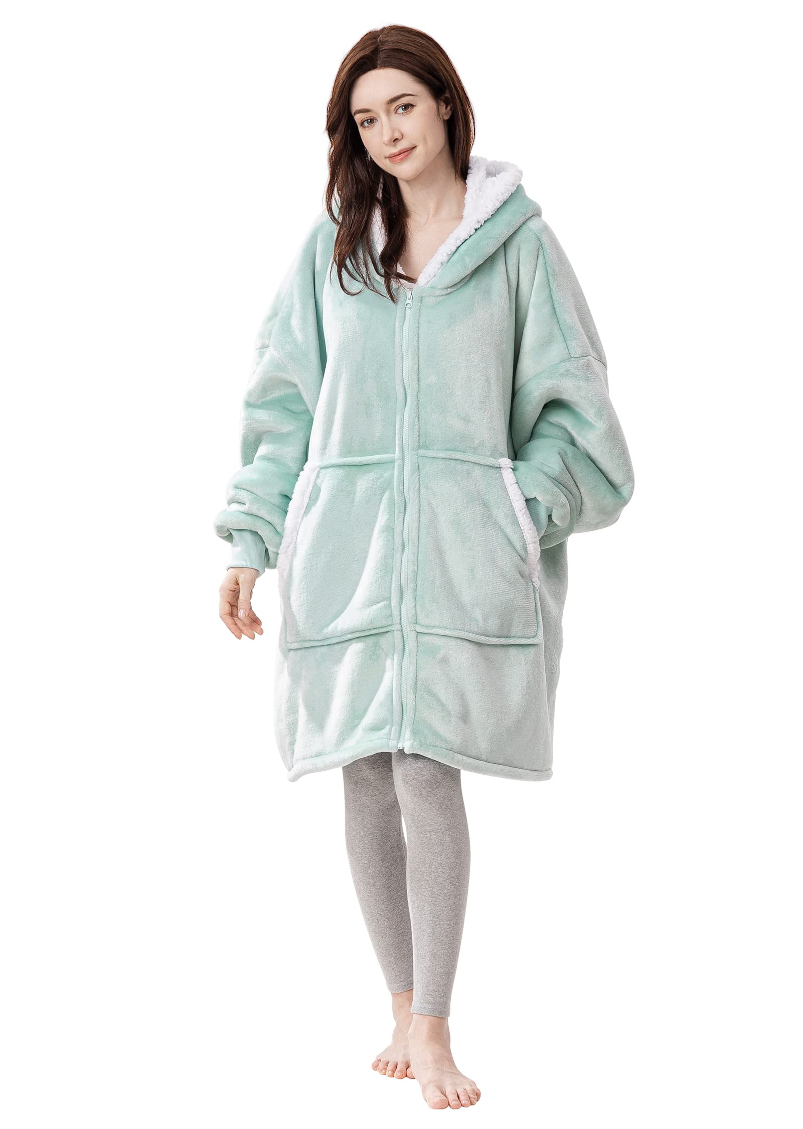 Amazon.com: Dreamcountry Wearable Hoodie Blanket Oversized Sweatshirt for  Adult and Child, Large Pocket Super Warm and Cozy Blanket Hoodie for Women  and Men, Fleece Blanket with Comfy Sleeves, Teal : Home u0026