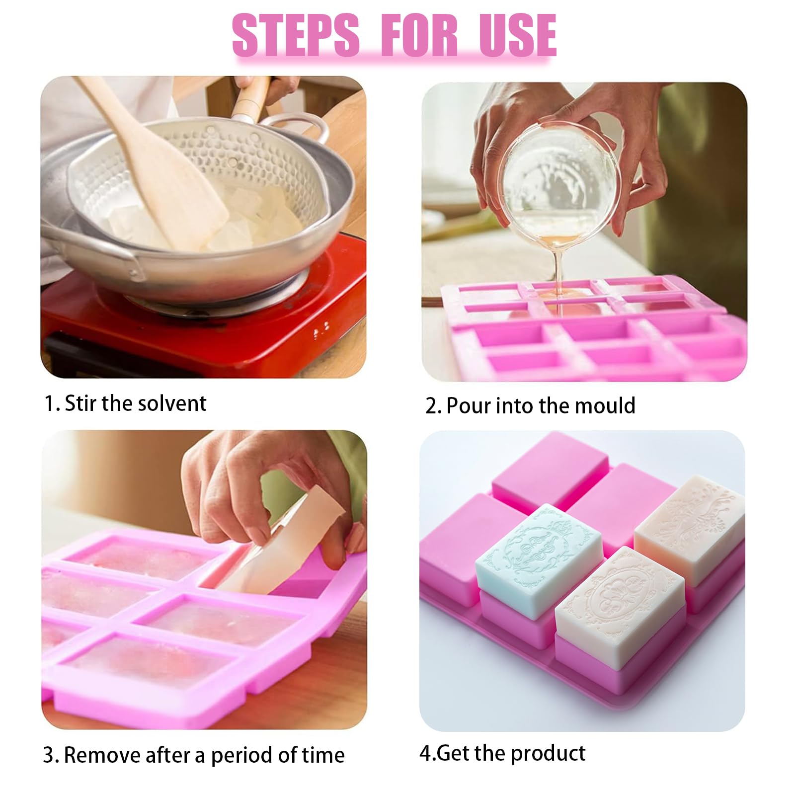 Stampo per sapone cuboide stampi in Silicone artigianali fai-da-te per sapone pratico strumento per fare il sapone forme in Silicone stampo per sapone stampi de silicona  15