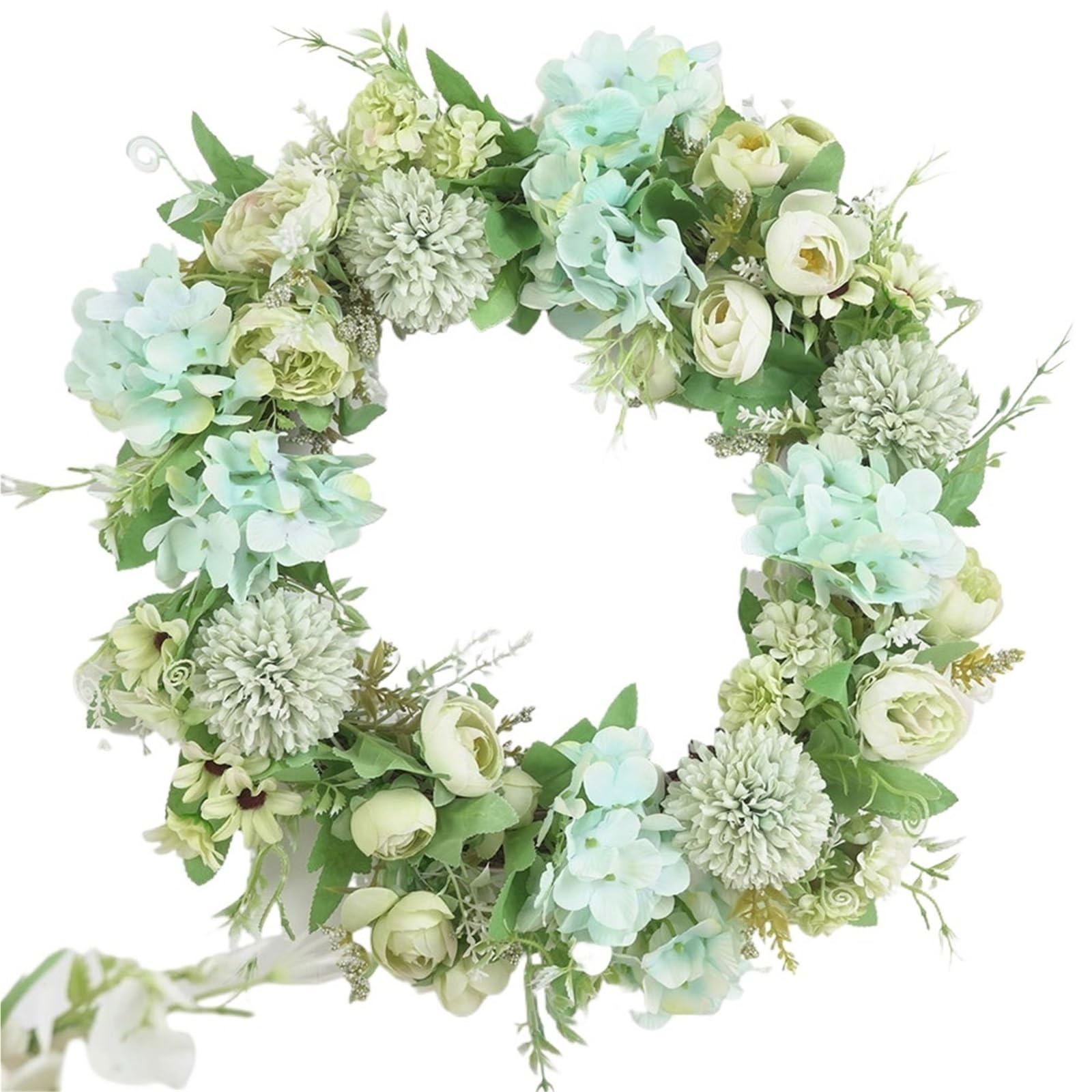 Luysgbxr White Green Wreaths Flower Wreath Simulation Peony Front Door Wall Hanging Fall For Wedding Party Indoor Outdoor Home Decoration(White Green)