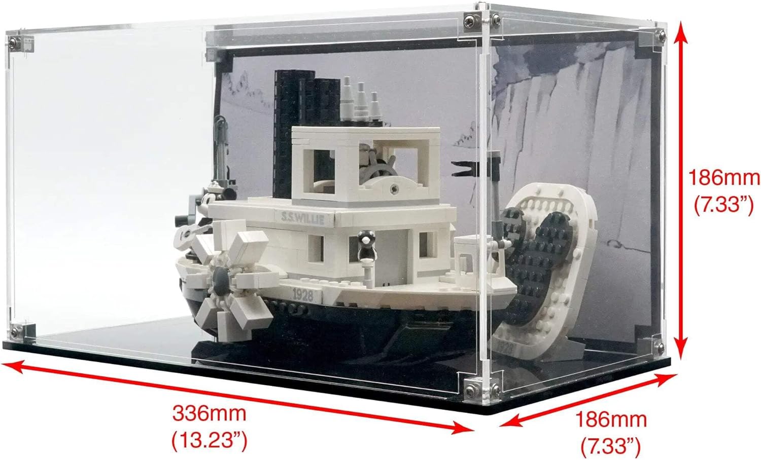 Display Case Compatible with Lego Set 21317 - Steamboat Willie Clear Acrylic Dustproof Showcase - Set Not Included