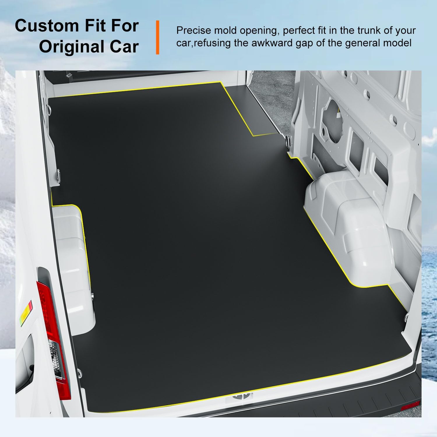 powoq 148" WB Cargo Mat Compatible with 2015-2025 Ford Transit Trunk Mat Long Series Vans Only Cargo Liner TPE Trunk Liner Replacement for 2015-2025 Ford Transit Accessories