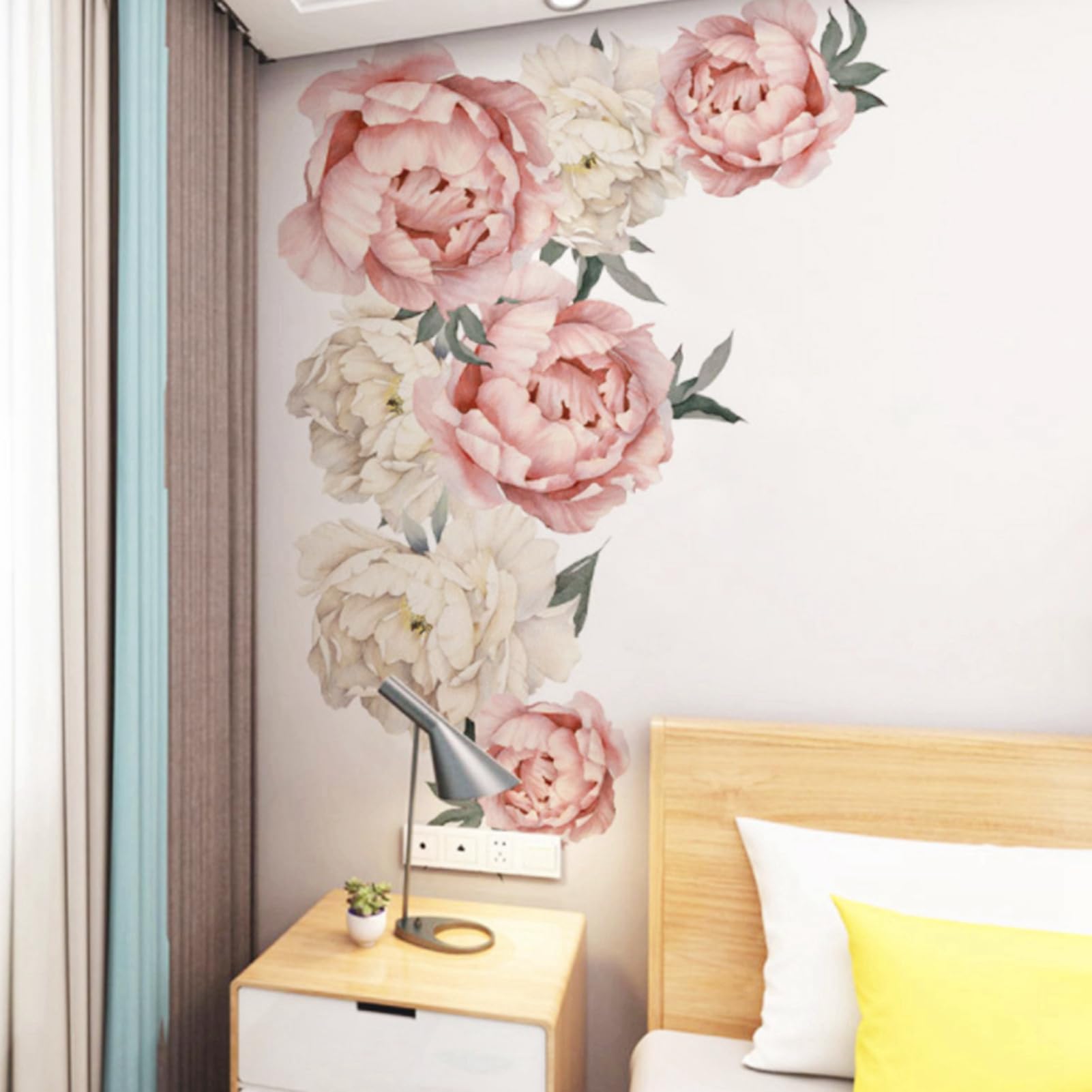 WGFOIP Peony Flowers Wall Sticker, 3D Floral Decals Wallpaper Decor Wall Art Mural for Bedroom Living Room Decor - Image 2