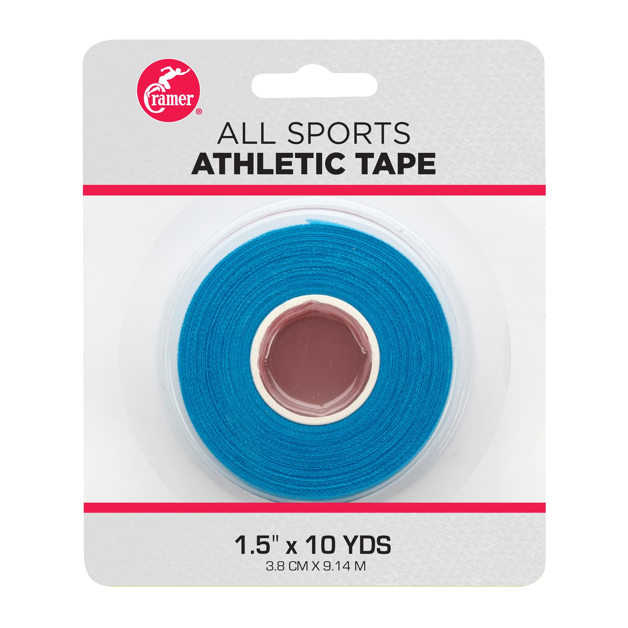Cramer Team Color Athletic Tape, 1.5" x 10 Yards Blue, Easy Tear Sports Tape for Ankle, Wrist & Knee, Latex-Free Adhesive, Strong Support, Athletic Training Tape Roll